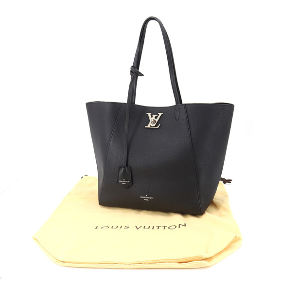 Louis Vuitton Lock Me Cabas Tote Bag Leather Noir Silver Hardware - Picture 6 of 7